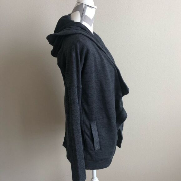 ATHLETA BLISSFUL HOODED WRAP BLUE/GRAY WOMENS XS - Picture 4 of 14